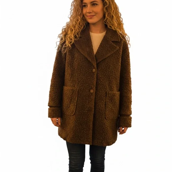 Cozy Chocolate Brown Teddy Coat | Oversized Faux Fur Jacket Size M/L - Picture 5 of 16